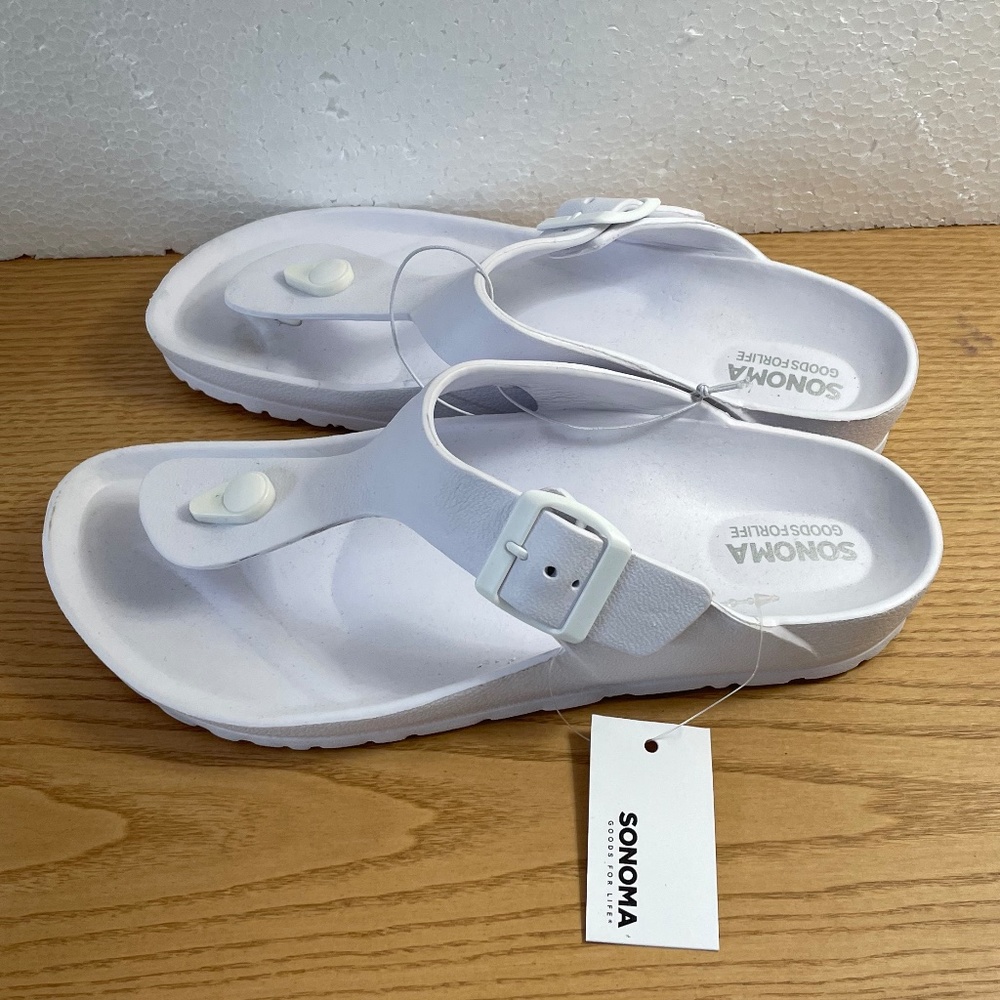 Sonoma Goods For Life Sandal Braylee Women's Sz Med 7/8 Thong Slip On White NWT - Picture 2 of 10